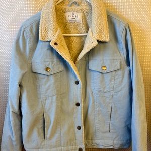Light Blue Corduroy Sherpa Lined Jacket